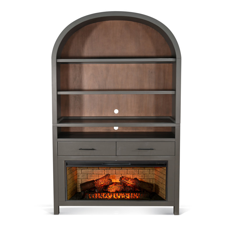 Arch Wood Bookcase with Electric Heater