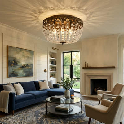 Ealie Melrose 4-Light Metal and Crystal Flush Mount