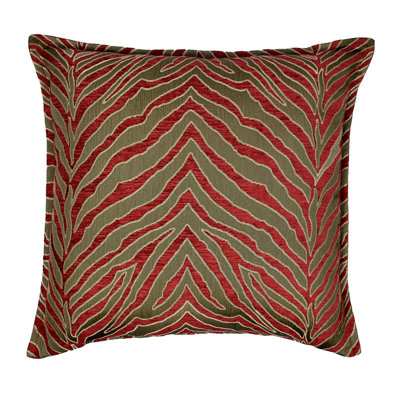 Barlow Red and Taupe Zebra Print Square Throw Pillow
