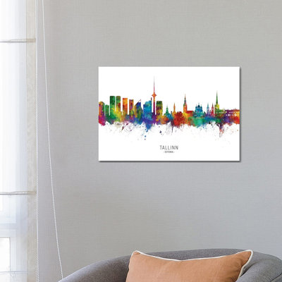 Tallinn Estonia Skyline by Michael Tompsett - Wrapped Canvas Print