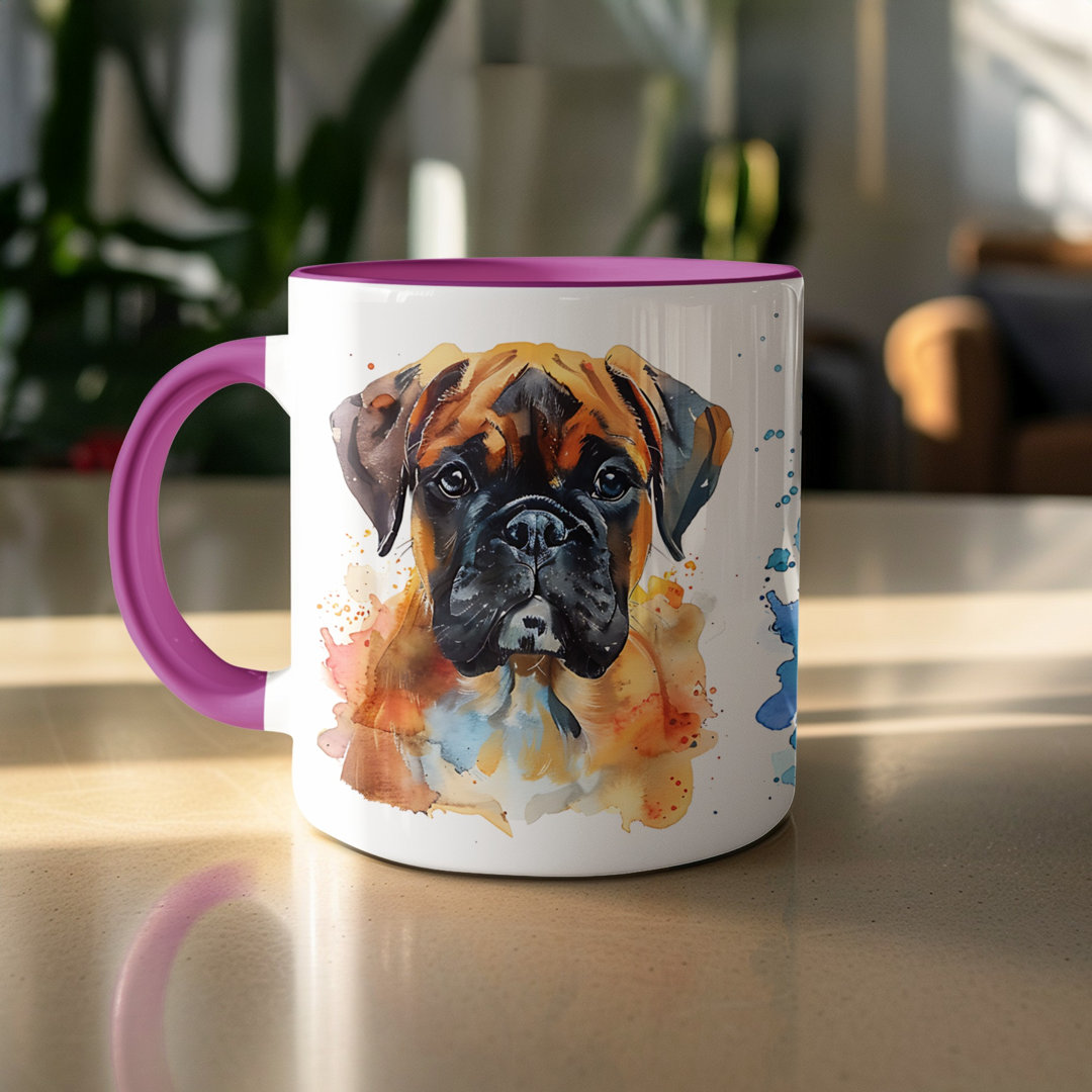 11oz Watercolour Dachshund Design Coffee Mug