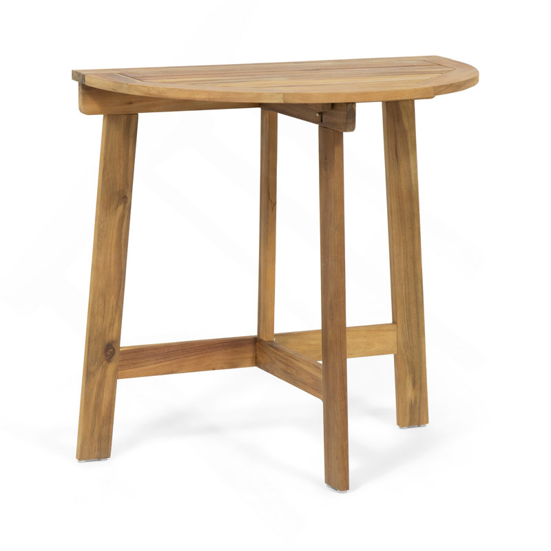 Outdoor Half-Round Folding Acacia Wood Bistro Table, Natural, Natural