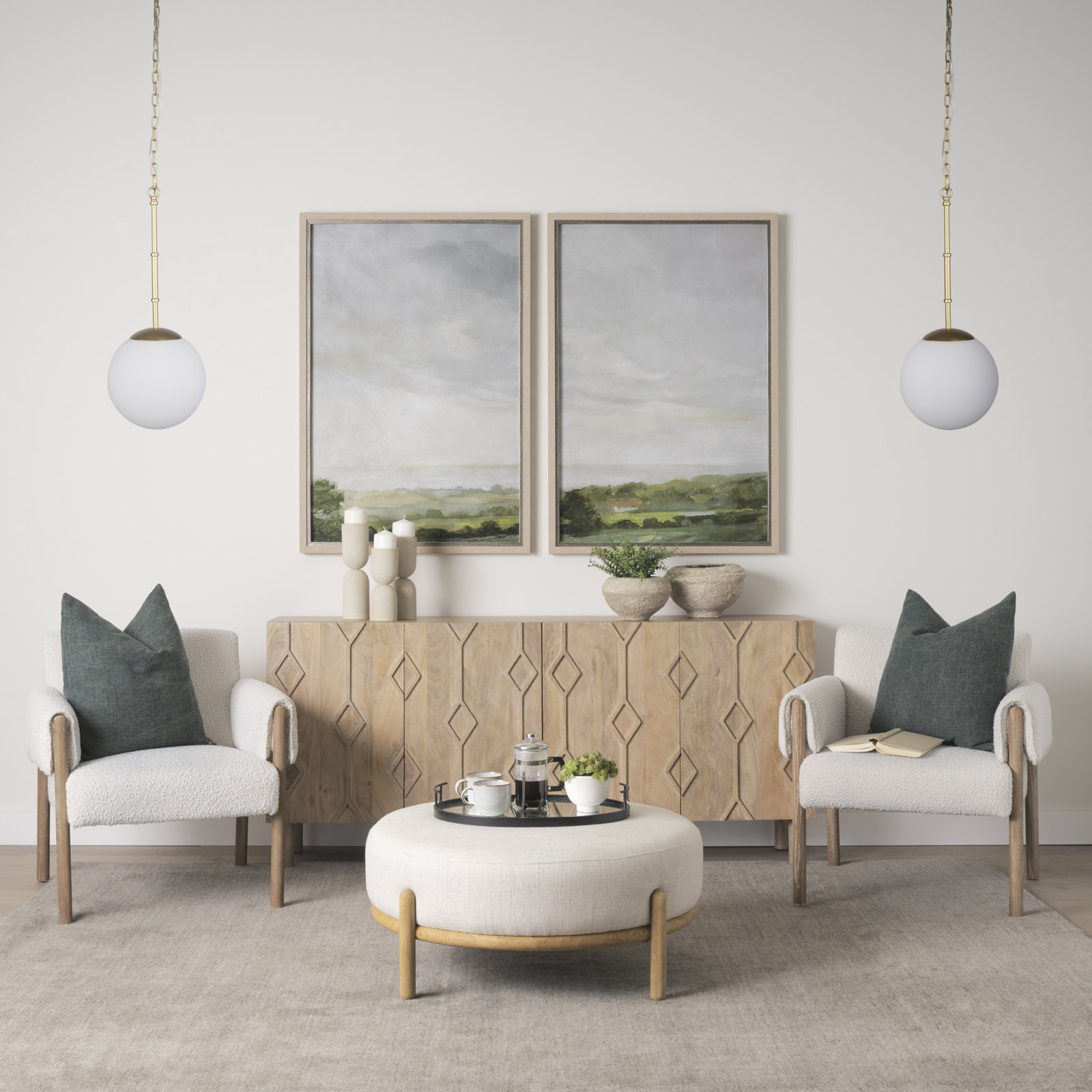 Single Light Glass Dimmable Pendant, Brushed Gold