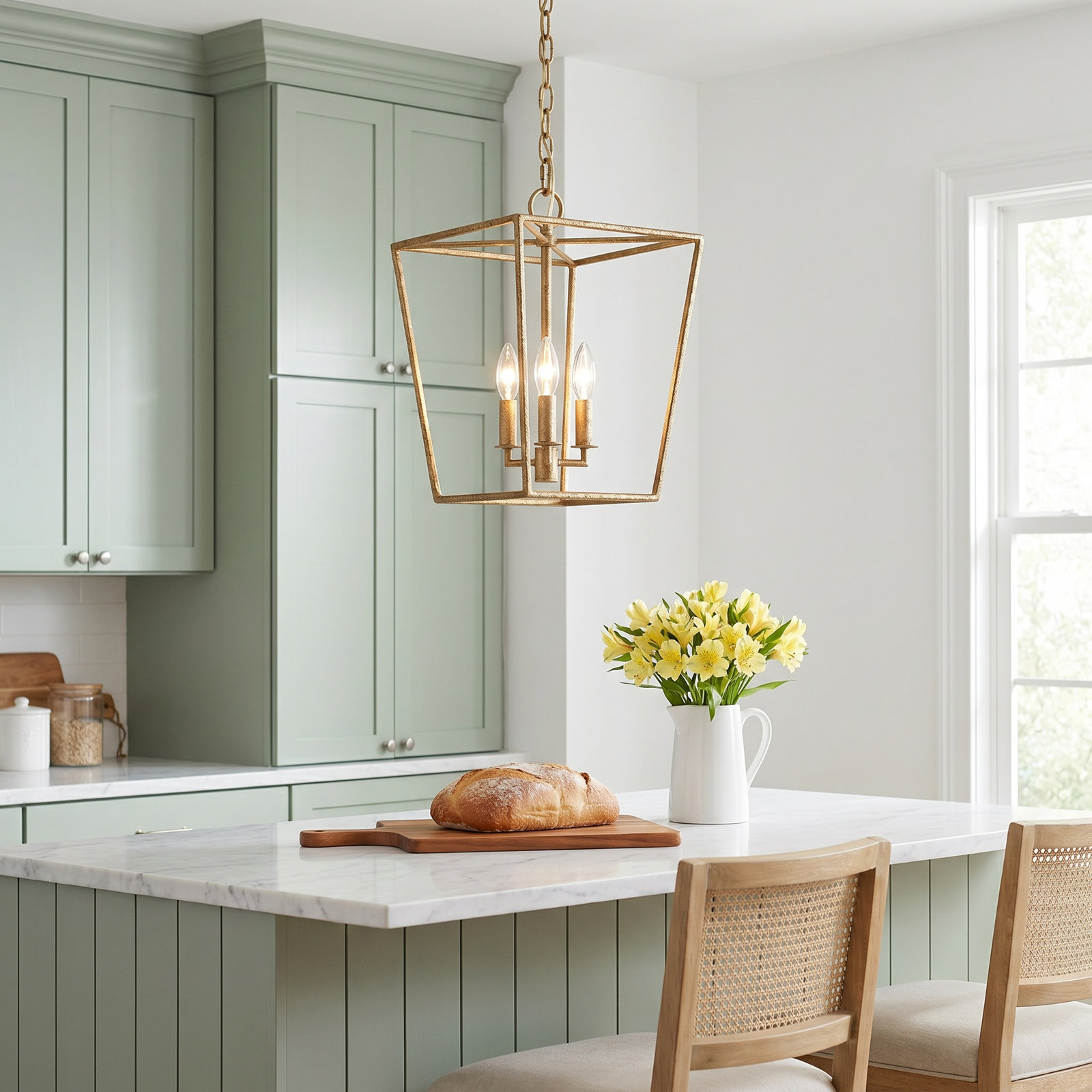Maribel Dimmable 3-Light Pendant, Casted Gild