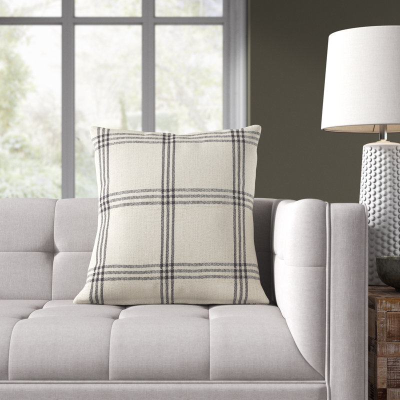 Square Plaid Cotton Pillow Cover, Pillow Cover Only - No Insert