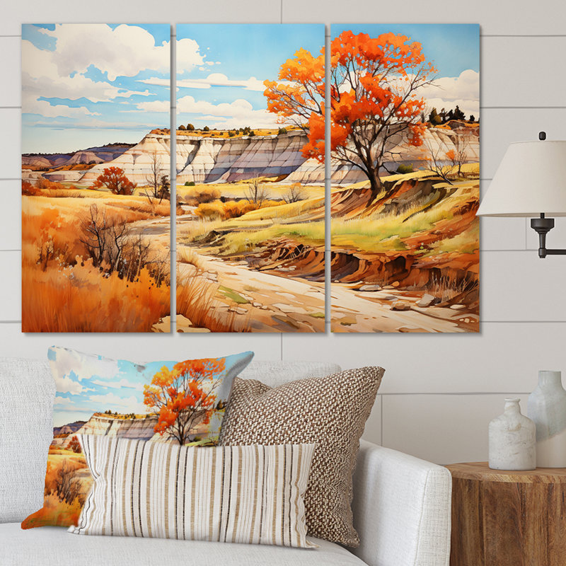 Canada Alberta Badlands III sur toile, reproduction de 3 pièces, H 40 po x l 60 po x P 1 po