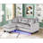 74"W Gray Velvet Reversible Sectional Sofa Chaise With LED Light, USB Port, Nailhead Trim, Throw Pillows, Tufted Cushion-1595419260