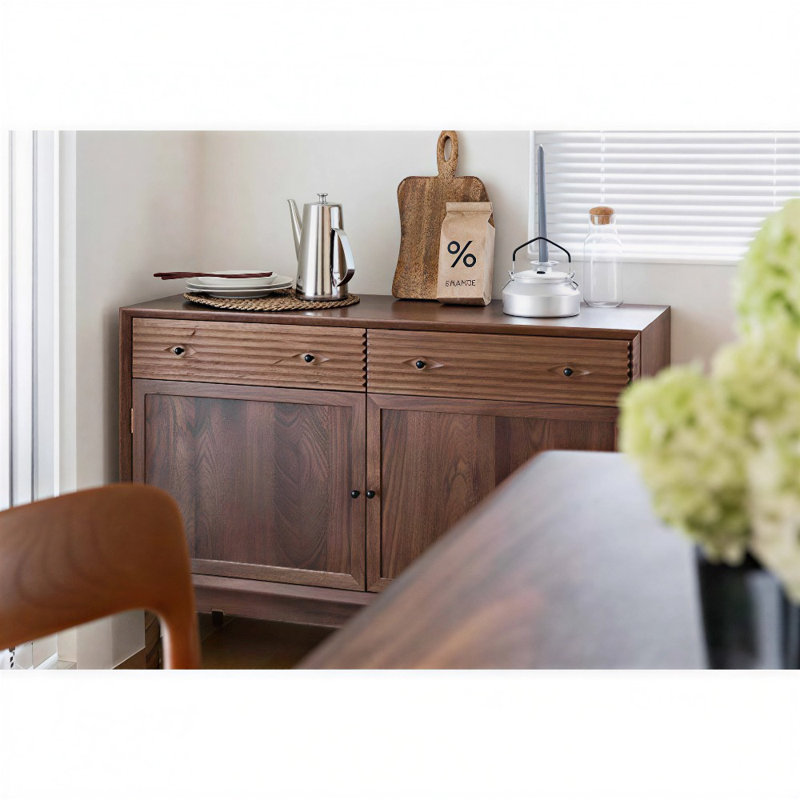 Armoire d'appoint minimaliste à double porte, Noyer