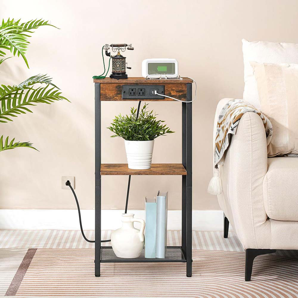 17 Stories Tall End Table With Charging Station, 30 Inch Tall ...