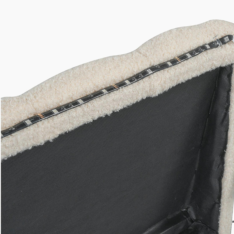 Lit plateforme à plateau-coussin double Teddy, Beige