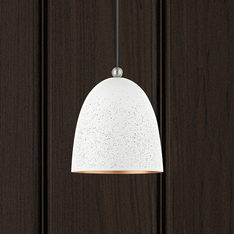 Luminaire suspendu en forme de dôme à 1 lumière Ashkon, H 80 po x l 9,5 po x P 9,5 po, Blanc