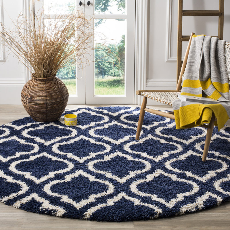 Tapis à poils longs Darrold Hudson, Rond 9 pi