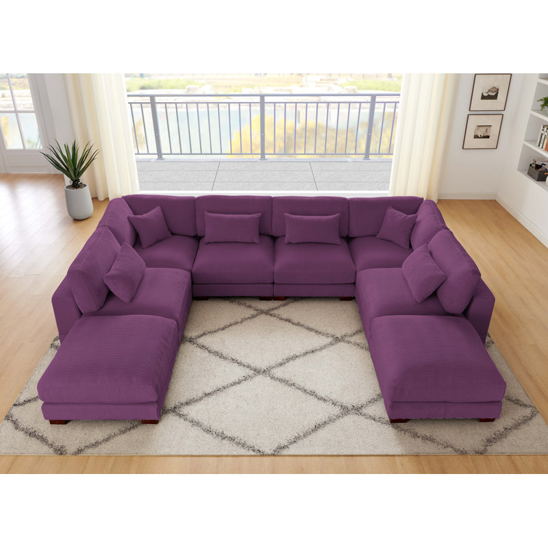 Canapé modulaire en velours côtelé Chrisley, Velours côtelé mauve