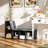 5-Cubby Bookcase with Cushioned Reading Nook, Black