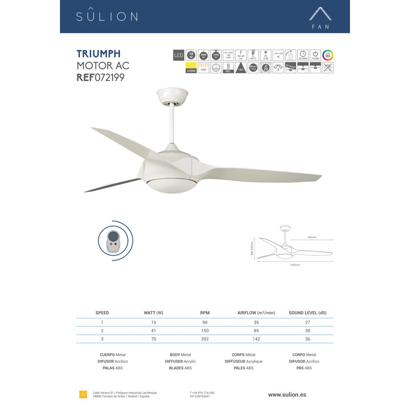 Stefanie 142cm Ceiling Fan with LED Lights