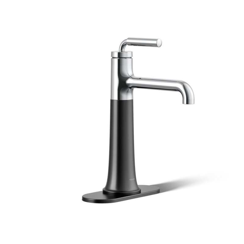 Robinet de lavabo de salle de bain monocommande Tone, Chrome / Noir