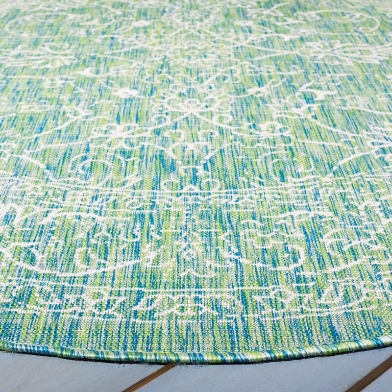 Eley Oriental Green Indoor/Outdoor Area Rug, Rectangle 4' x 5'7"