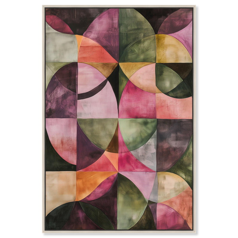 Toile Tessellated Arcs par Art Remedy, Noir, H 16 po x l 11 po, Cadre flottant