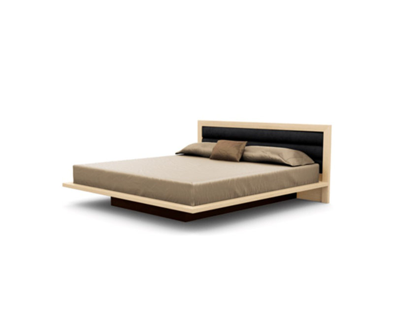 Moduluxe Upholstered Bed, Onyx, King, Natural Cherry