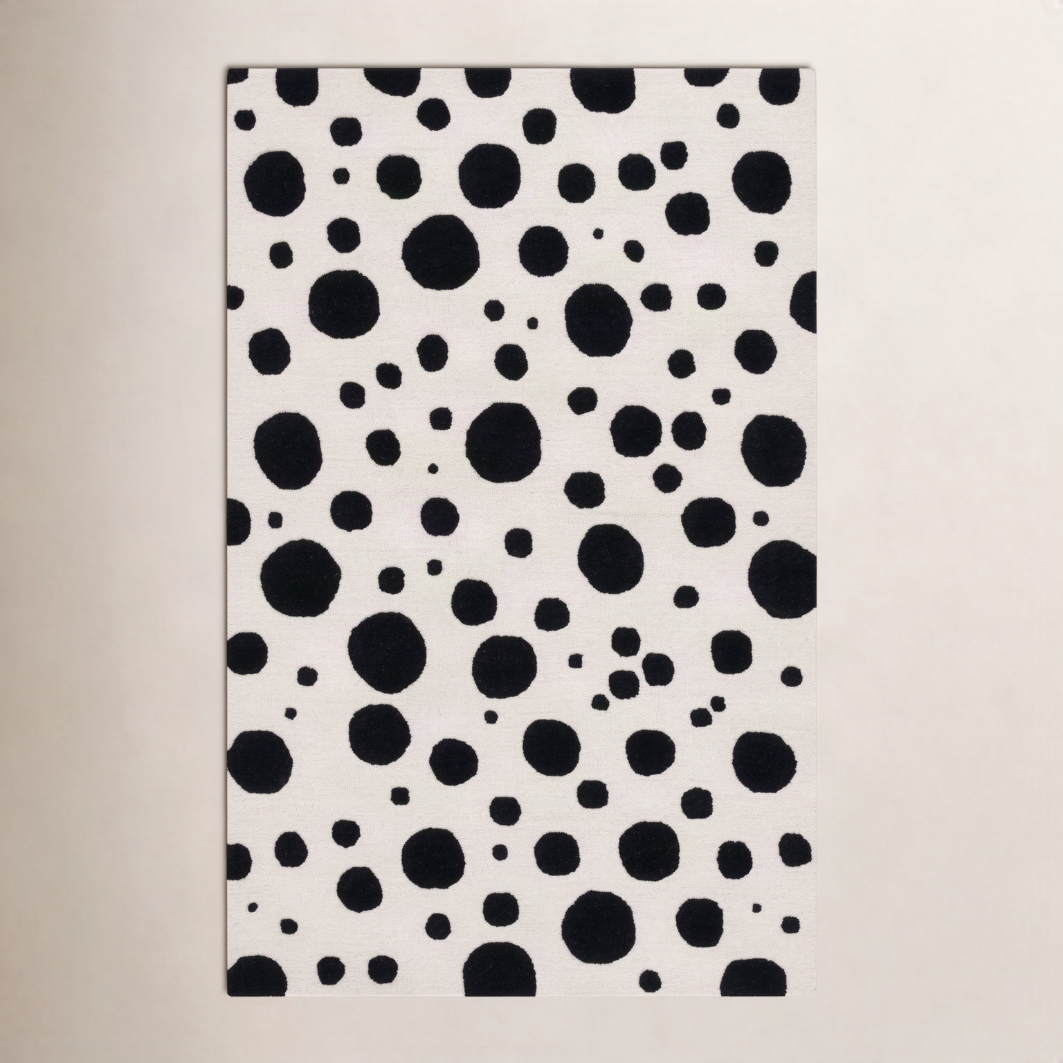 Camey Ivory Black Hand-Tufted Rug, Rectangle 4' x 6'