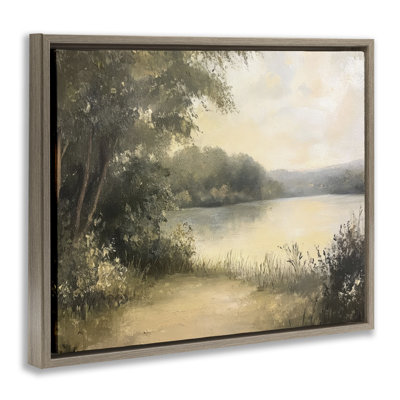 Cadre flottant Shore of Peaceful Lake, design par Petal Prints Design