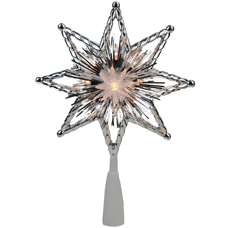 Décoration pour sommet de sapin étoile en argent 8 po - lumières claires