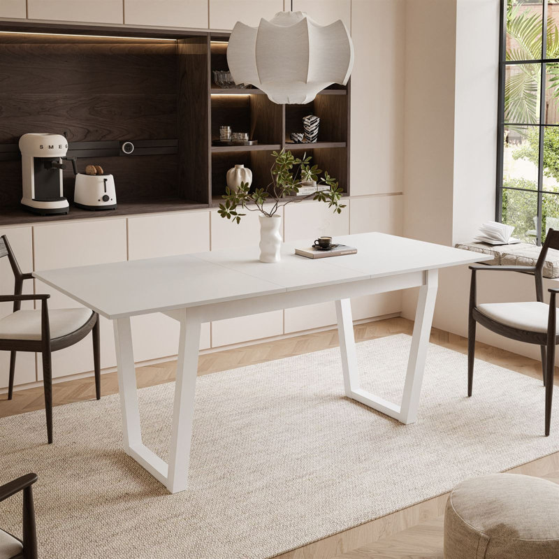 Extendable table ARTON II  140 cm,  "V" legs, White, White