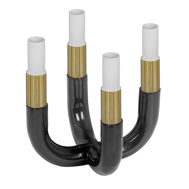 Candelabra, White/Gold/Black