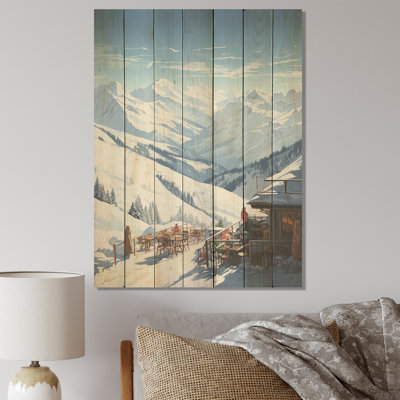 Alpine Mountains Solitude Winter Glow VI - Winter Landscape On Wood Print