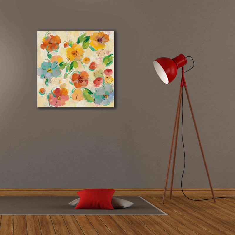 «Playful Floral Trio III» par Silvia Vassileva, art mural sur toile, H 26 po x l 26 po x P 1,5 po