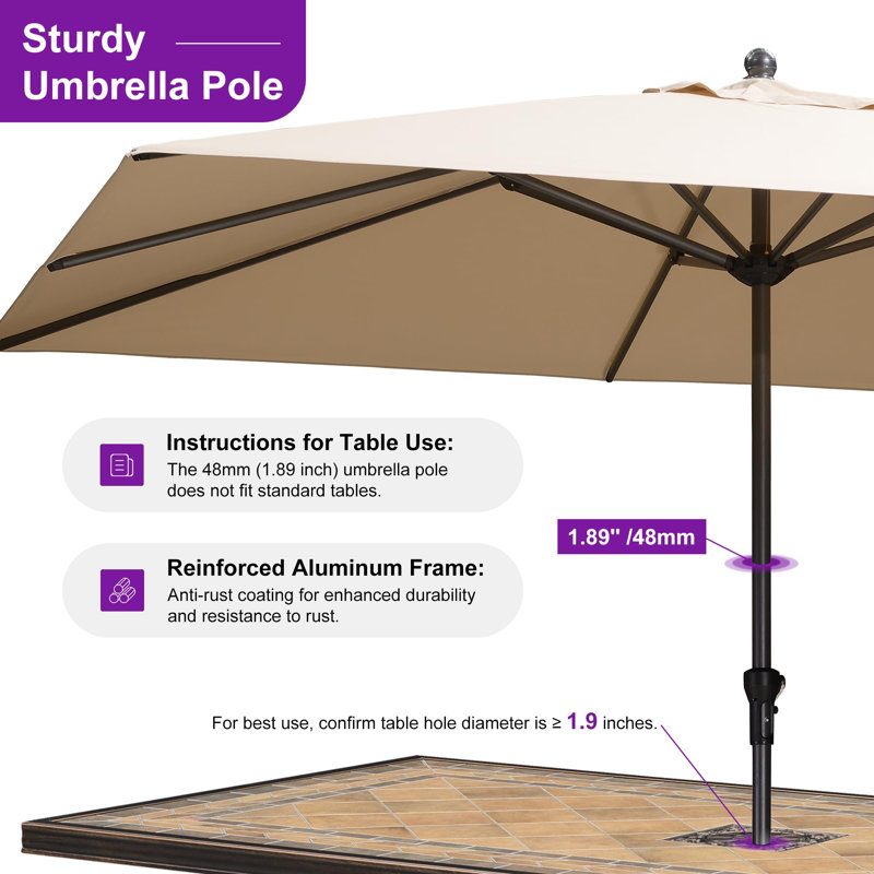 Parasol rectangulaire 105,5 po × 141,34 po , Beige