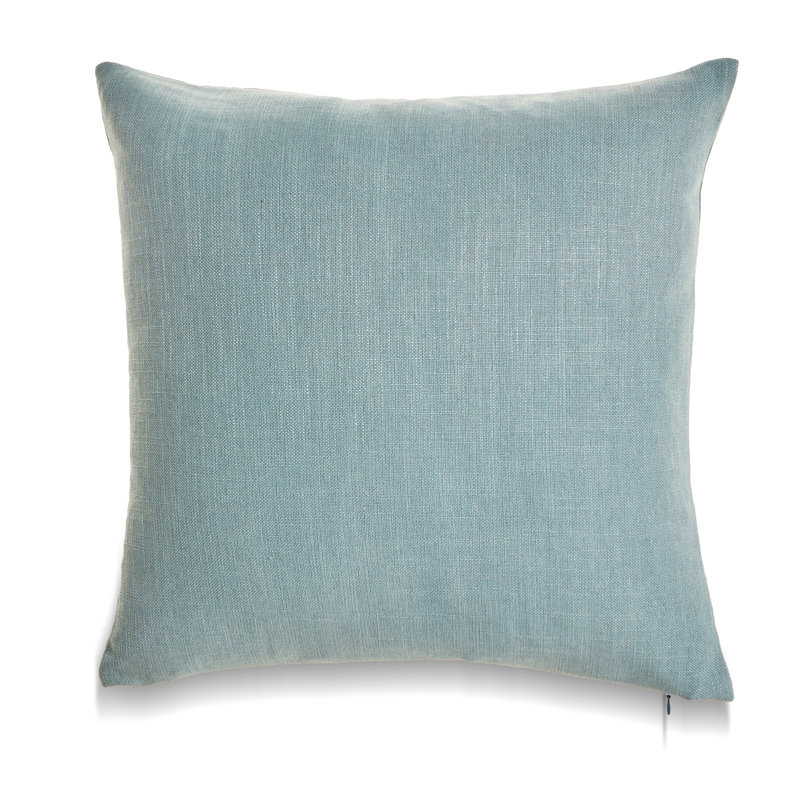Coussin décoratif réversible de couleur unie Seatle, Bleu, Plumes