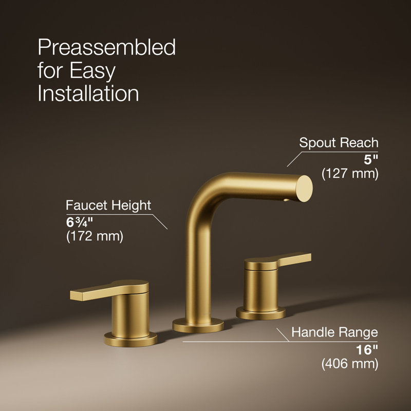 Elate Widespread Bathroom Sink Faucet 1.0 GPM, Brushed Brass