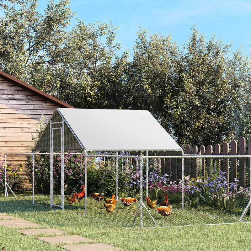 Poulailler en métal, imperméable, pour ferme, 23 pi x 6,6 pi 6,4 po, imperméable et protégé, poulet, canards, lapins,