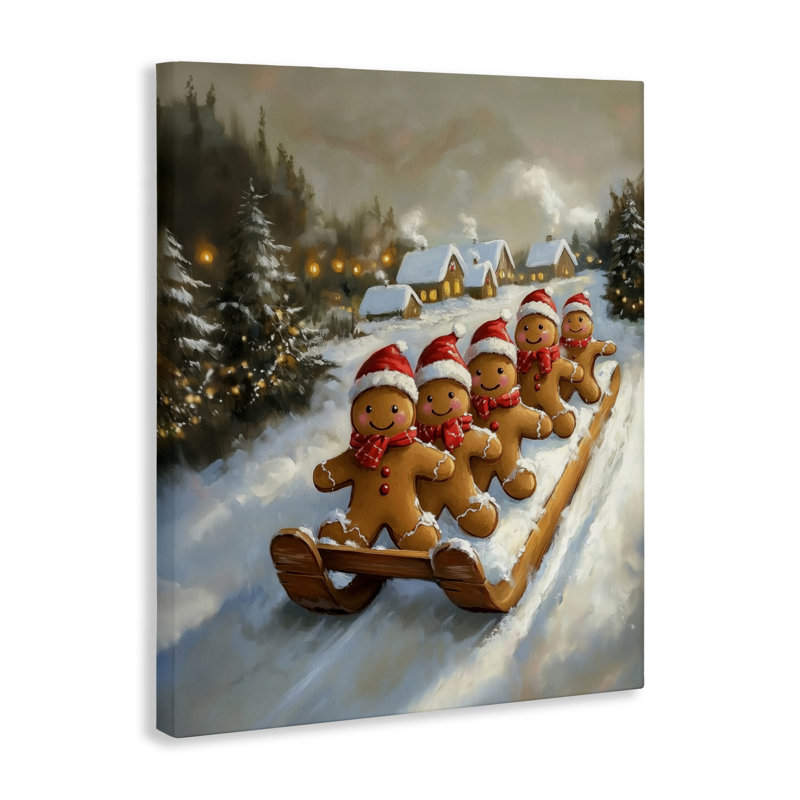 Toile de traîneau Gingerbread Snow Day, design par Arlington Prints, H 20 po x l 16 po