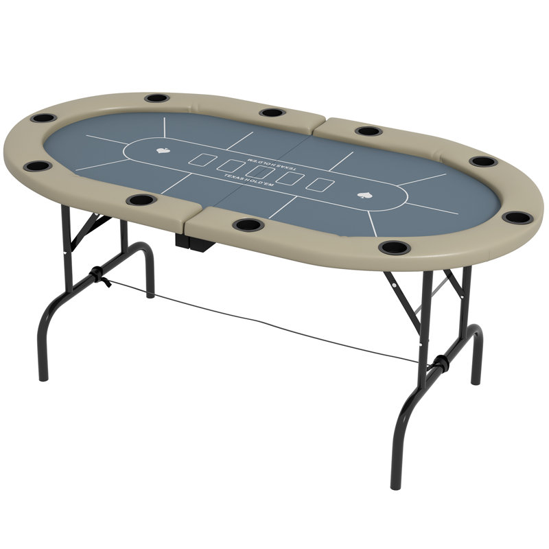 Table de poker ovale 70 po Brexelle pour 10 joueurs avec porte-gobelets