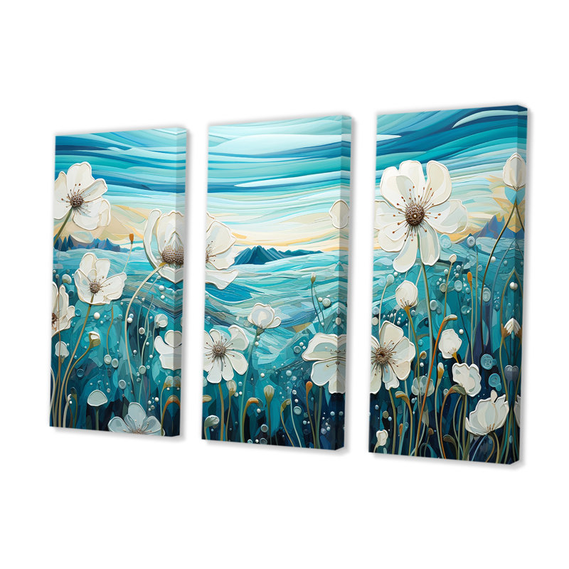 Refreshing Flower Lagoon I - Flower Wall Decor Set, 40" H x 60" W x 1" D