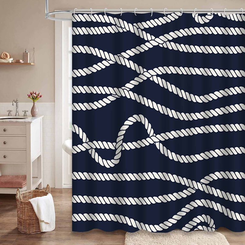 Rideau de douche à 12 crochets Marine Rope Line, L 72 po x l 78 po