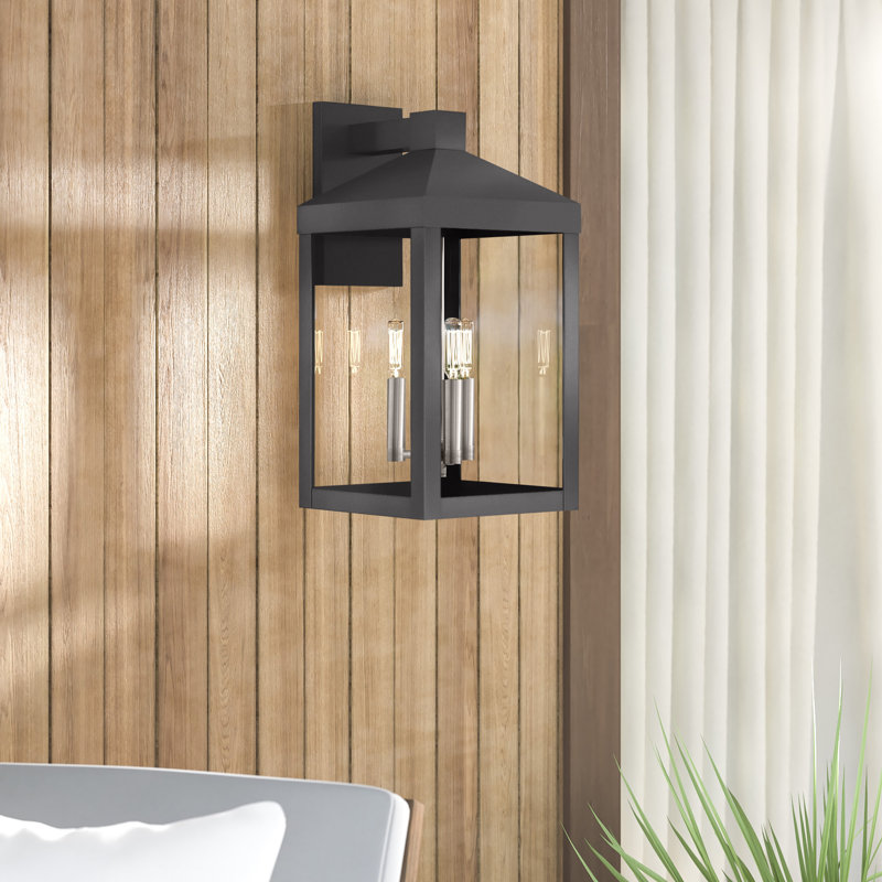 Lanterne murale d'extérieur 3 lumières Bartek, H 17,5 po x l 8,25 po x P 9,75 po, Gris scandinave