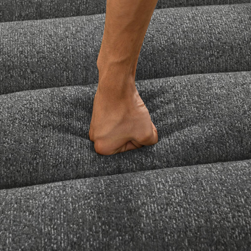 Repose-pieds modulaire avec tissu en chenille doux et sans assemblage, Gris