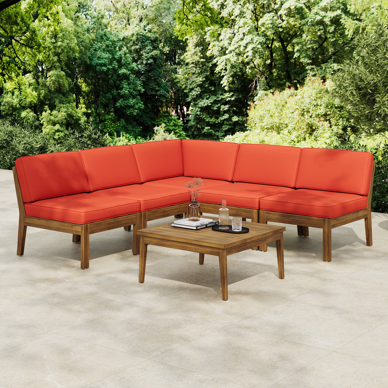 Ensemble de canapés modulaires 5 places en bois d'acacia ACACIA
