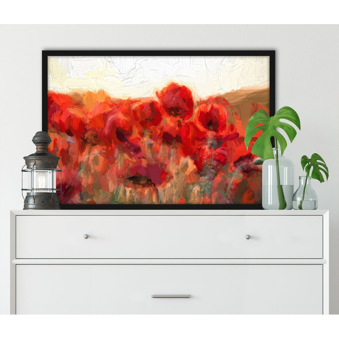 Gerahmtes Leinwandbild Feuriger Mohn Kunst