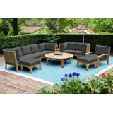 Huntington 12 Piece Teak Sectional Seating Group with Sunbrella Cushions