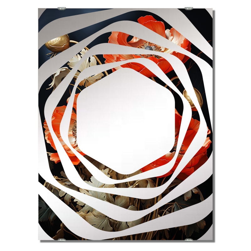 Grand miroir mural Aquil - Poppies MIR141625, 40 po x 30 po