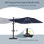 Parasol de patio en porte-à-faux 11 pi avec lumière DEL bleu marine (sans base de parasol) 11 pi