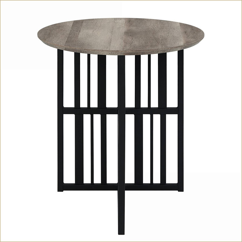 Chêne antique peu encombrant Table basse noire avec double piédestal, stable et amp; Design élégant