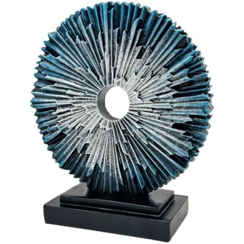 Abstract Statue For Home Decor,Office Desk Sculpture For Men,Creative Round Line Ornament For Bookshelf,Modern Decorative Sculpture,Bedroom,Livngroom,Table(Blue)