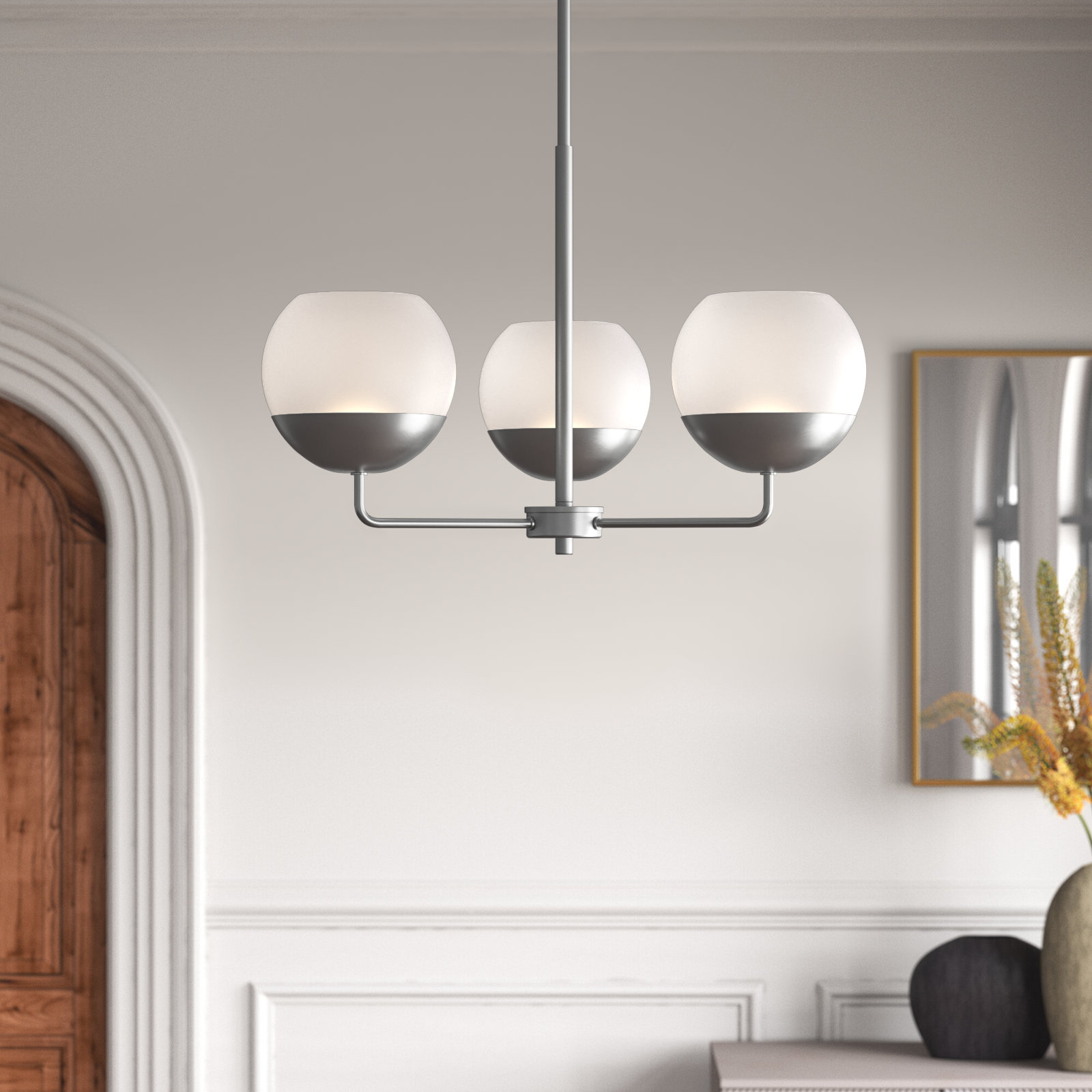 Avoca 3-Light Chandelier, Brushed Nickel