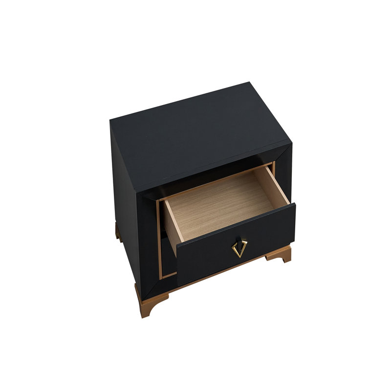 Kramer 24D8EB2388794E90AE0A2E8FD3B3DB86 NIGHTSTAND , Black/Gold