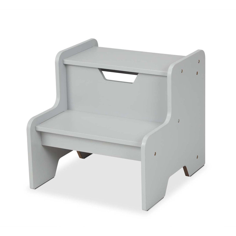Escabeau en bois Ahlijah - gris, Gris